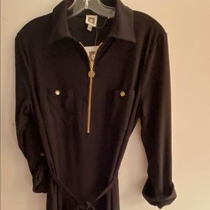 Anne Klein Black Dress with Gold Accents